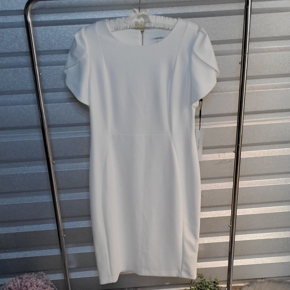 Calvin Klein Ivory Tulip Sleeved Dress